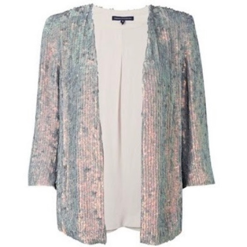 French Connection Pearl Queen Iridescent Sequin Jacket purchased size US 6 READ - Picture 2 of 16